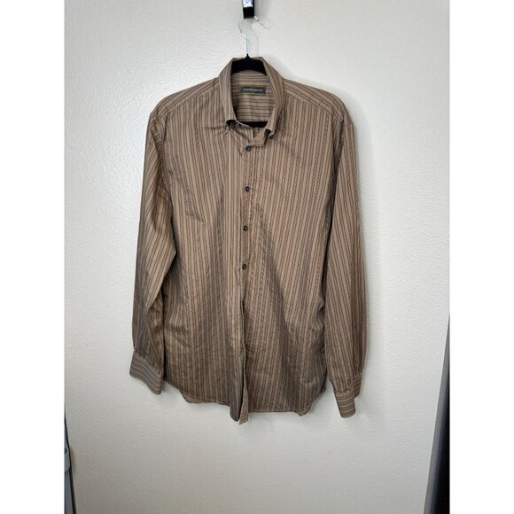 Joseph Abboud Men's Brown Dress Shirt size Large collared‎ button up long sleeve - Picture 1 of 7